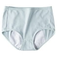 thumbnail image 2 of 3 Pack Period Underwear for Women Leak Proof Cotton Panties Soft Menstrual Panties Mid Waist Briefs Full Coverage Briefs for Teen Girl Ribbed Underpants M-XL, 2 of 5
