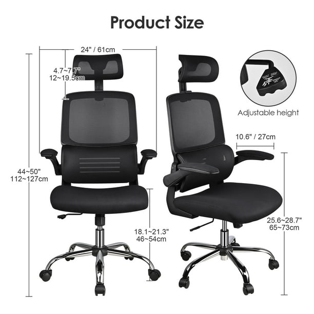 Chaise de bureau chaise de bureau ergonomique avec accoudoir rabattable à  90° support lombaire noir - Chaise - Fauteuil bureau BUT