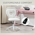 thumbnail image 6 of HOMCOM Armless Home Office Desk Chair, Computer Task Chair, Teddy Fleece Heart Makeup Vanity Chair with Swivel Wheels, Adjustable Height, White, 6 of 9