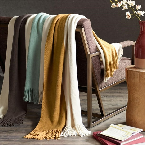 ink+ivy stockholm luxury color block faux cashmere throw yellow 50x60