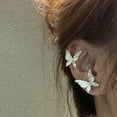 thumbnail image 5 of Travelwant 1Pc Glitter Rhinestone Butterfly Snowflake Ear Cuff Vintage Non-Piercing Fake Earrings Bridal Wedding Climber Ear Wrap Prom Ball Ear Jewelry, 5 of 7