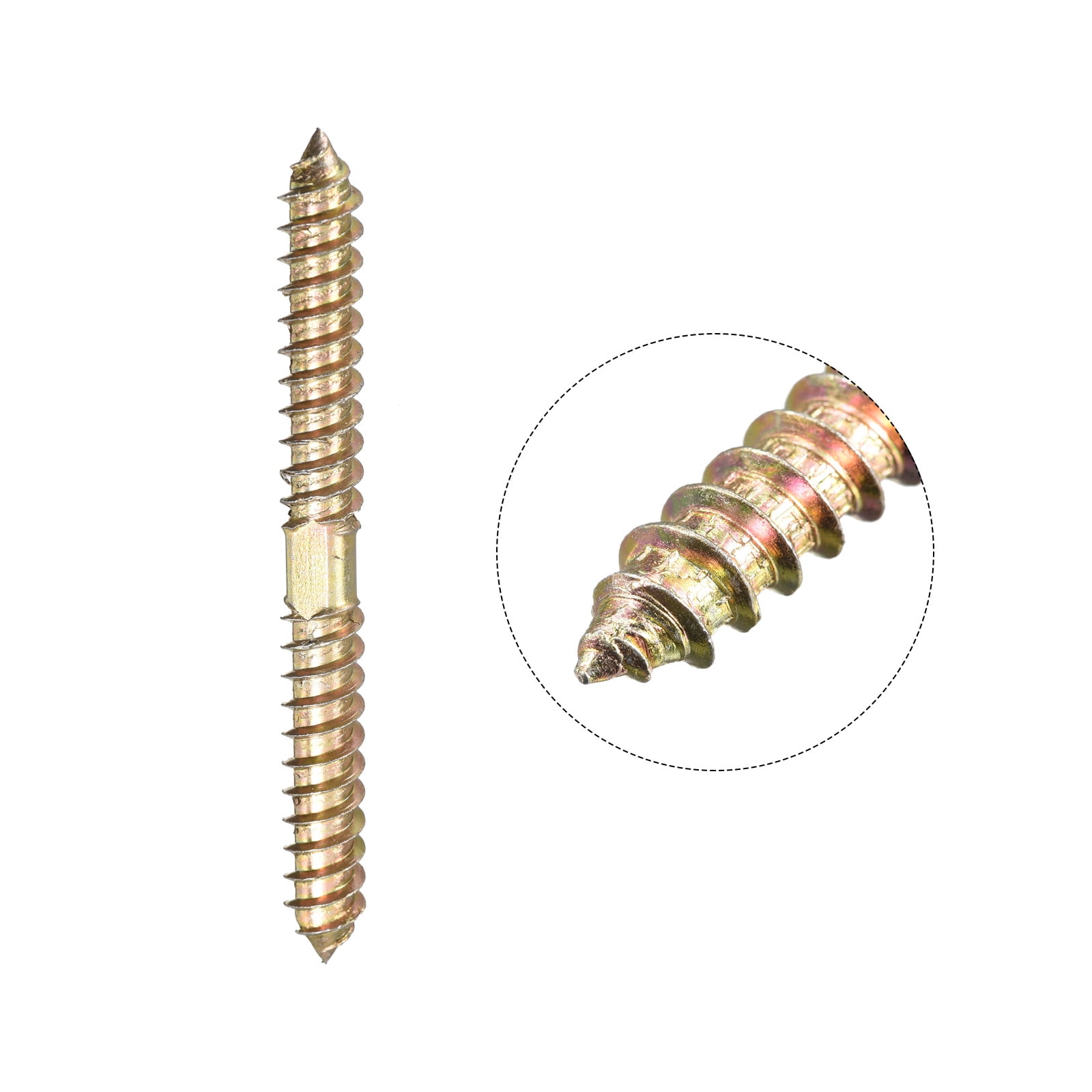 Unique Bargains Hanger Bolts Double Ended Self-Tapping Thread Dowel Screw 80mm 24Pcs