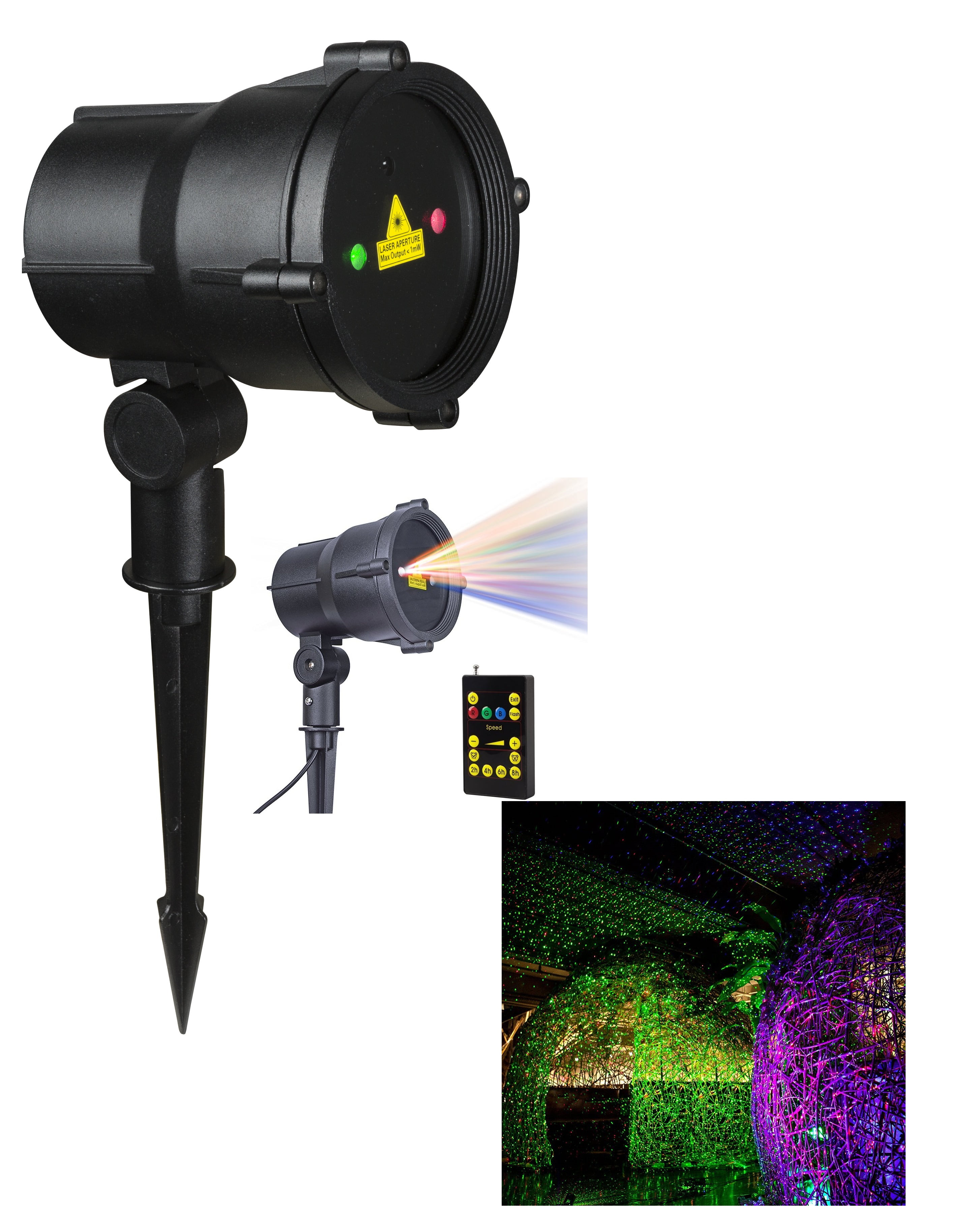 Moving rgb remote controllable laser christmas light red green and 