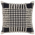 thumbnail image 4 of Ox Bay Plaid Checks Pin Stripes Tufted Cotton Throw Pillow, 18 in. x 18 in., Black, 4 of 5