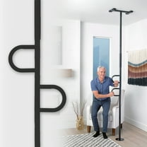 Stander Double Handle Floor to Ceiling Grab Bar, Tension Mounted Transfer Pole for Seniors, Stand Assist Aid for Bathroom, Bedroom, Living Room, Safety Rail for Fall Prevention, Black
