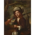 thumbnail image 2 of After Wallerant Vaillant 19x24 Black Ornate Framed Double Matted Museum Art Print Titled: A Young Hunter, in a Fur Cap with a Rifle, Mallard and Hare, 2 of 5