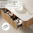 thumbnail image 5 of 48" Bathroom Vanity with Sink, Floating Plywood Bathroom Vanities with Ultra-Thin Ceramic Basin and Marble Top, 2 Large Soft-Closing Storage Drawers, Pre-Assembled Cabinet, Nature Wood, 5 of 7