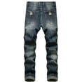 thumbnail image 5 of Holloyiver Mens Ripped Jeans Black Stacked Jeans Slim Fit Ripped Jeans Destroyed Straight Denim Pants Trouser Streetwear For Dark Blue,4XL, 5 of 9