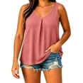 thumbnail image 2 of TARIENDY Womens Plus Size Sleeveless Shirts Summer Casual Tank Tops Loose Fit Crewneck Pleated Tees Beach Vacation Outfits Pink XXXXL, 2 of 8