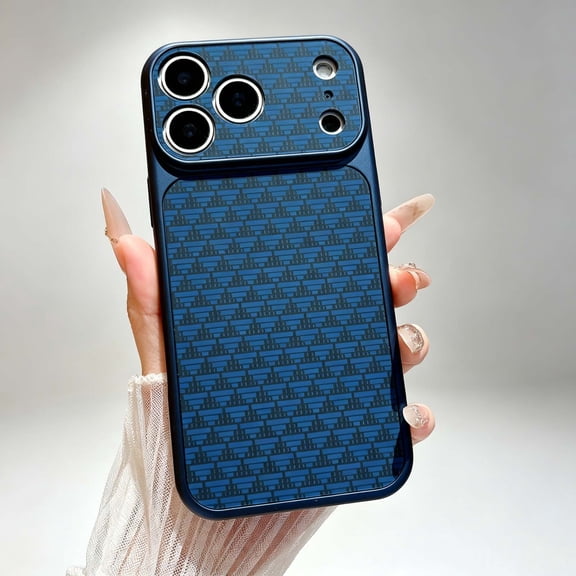For iPhone 13 Phone Case,Triangular Pattern Back Design,Ultra Slim Cover,Compatible with Wireless Charging,Anti-Scratch Shockproof Drop Protection Rugged Thin Fit Phone Case,Blue