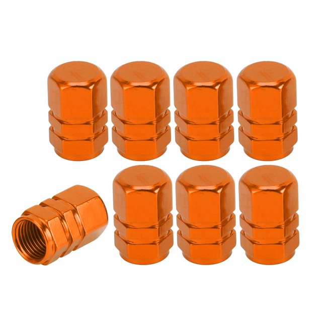 8 Pcs Tapas de Válvula de Vástago de Neumático, 10x17MM Tapa de Válvula Universal para Automóvil, Bicicleta, Motocicleta, Naranja