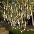 thumbnail image 5 of Juego de 1/2/3/4 luces LED de lluvia de meteoritos para exteriores, impermeables, con forma de gota de lluvia, para decoración de patio, fiestas navideñas, 30/50 cm, 5 of 5