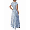 thumbnail image 3 of Women'S V Neck Floral Print Maxi Dress with Ruffle Sleeves and Smocked Waist L, 3 of 7