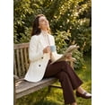 thumbnail image 4 of Wantdo Women's Pea Coat Notched Lapel Peacoat Windproof Winter Coat Elegant Coat Beige M, 4 of 14