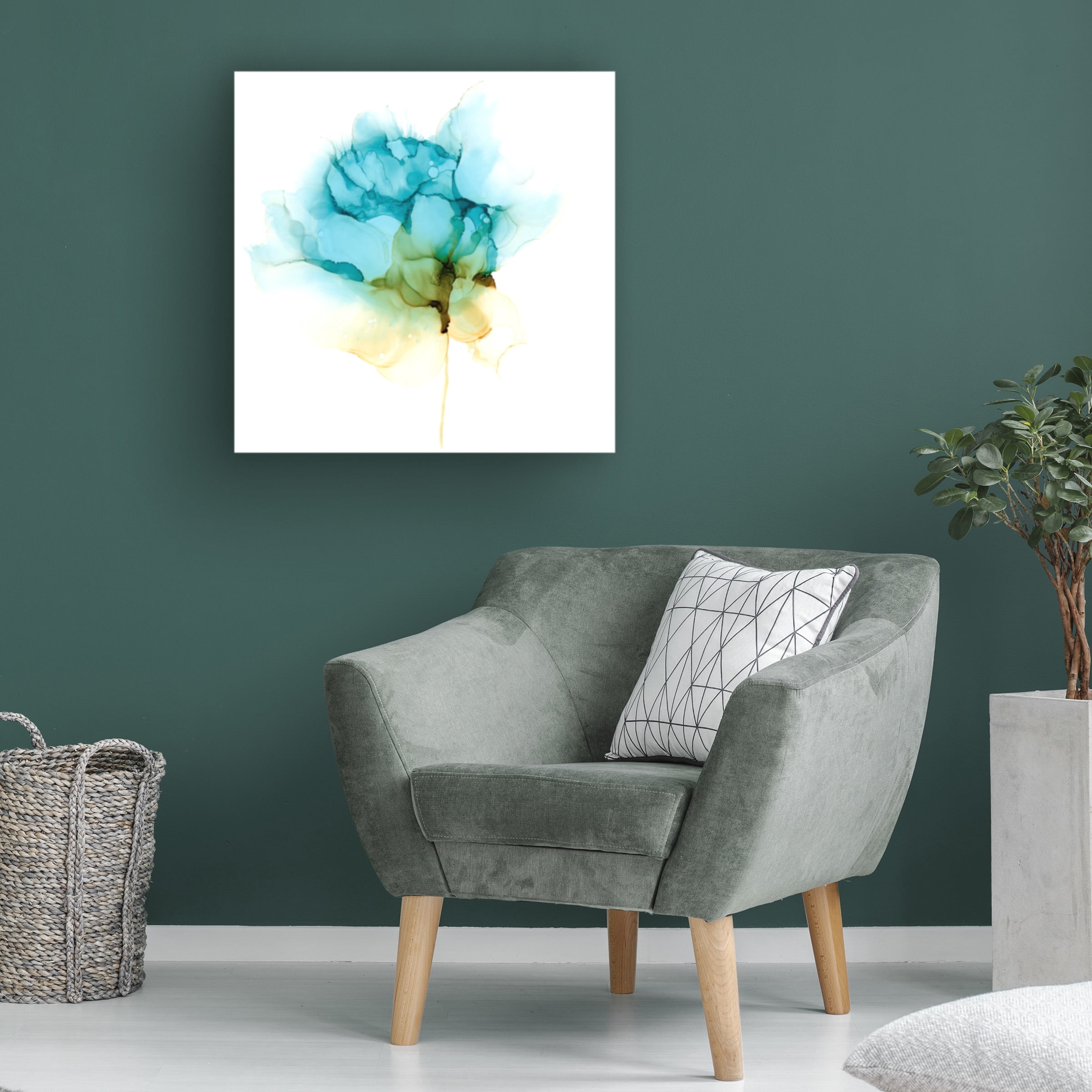 Jennifer Goldberger 'Blooming Cyan I' Canvas Art