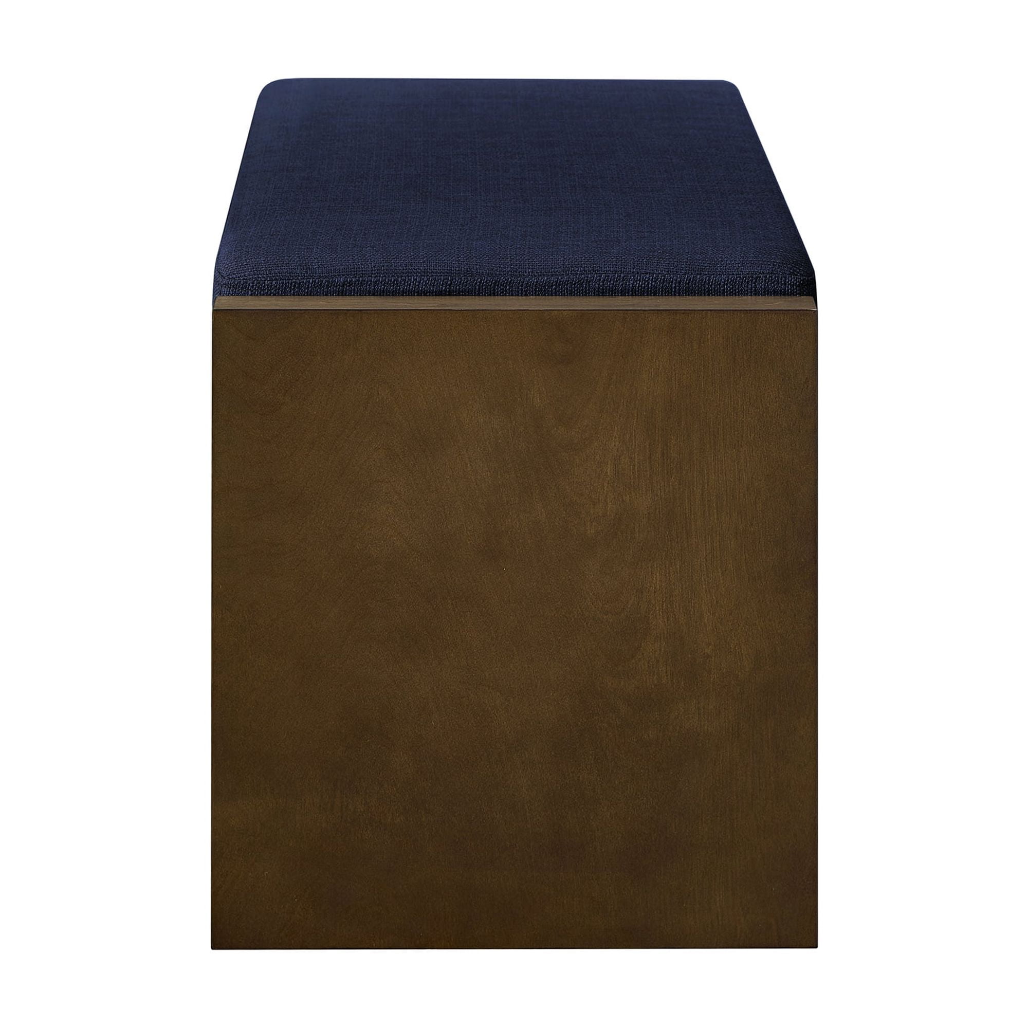Accent Bench with Lower Shoe Shelf and Removable Cushion, 40-Inch Padded Entryway Bench for Living Room and Bedroom, Navy Blue