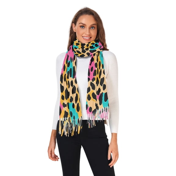 Women Winter Scarves Fashion Pashmina Shawl Wraps Long Blanket Scarf for Fall Spring Soft Color Leopard Print