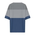 thumbnail image 4 of TKLPEHG Dressy Tops for Women V-Neck Button Tunic Shirts Lightweight Short Sleeve Blouses Fashion Leisure Color Block Patchwork Graphic Tee Regular Blouses (Blue,M), 4 of 5