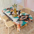 thumbnail image 3 of Rectangle Waterproof Tablecloth 60×102 Inch, Boho Orange Blue Geometry Pattern Reusable Indoor/Outdoor Durable Table Cover for Party Kitchen Dinner Room Decor, 3 of 6