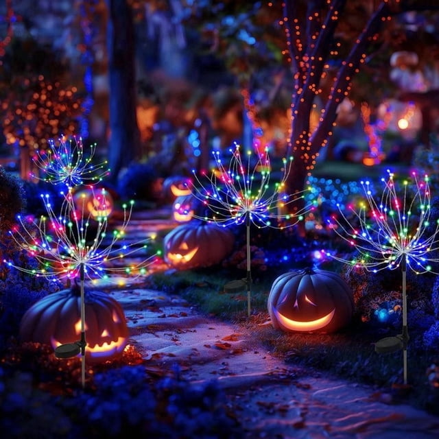 Decoración de Jardín Navideño Solar Luces Exteriores, 480 Luces LED, 8 Modos Intermitentes, Luces de Hadas Exteriores DIY Divertidas para Tus Festivales, Jardín Exterior, Patio, Maceta, Patio, Camino