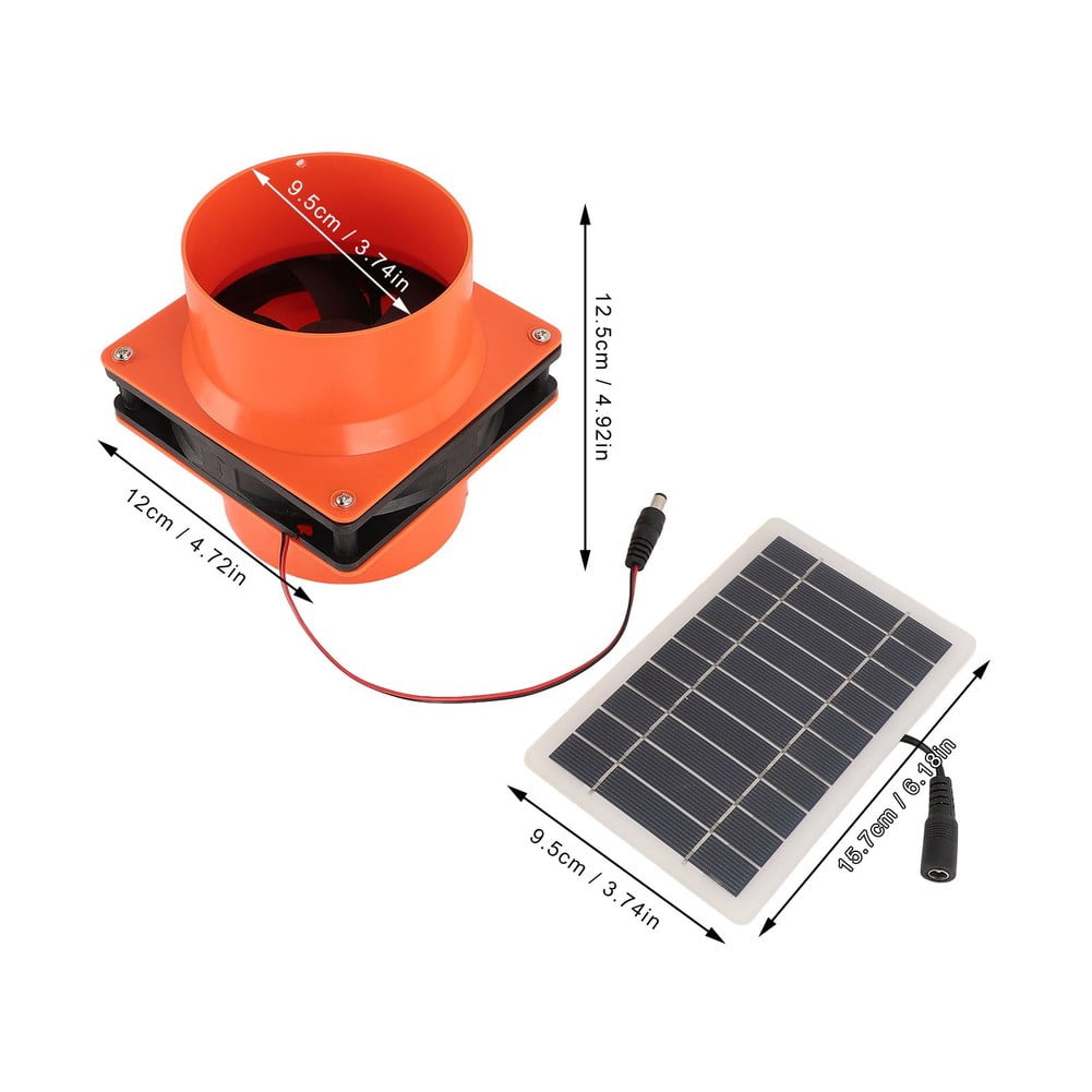 10W 12V Solar Powered Exhaust Fan For Round Pipe ABS Solar Panel Ventilation Fan Kit For Pet House Chicken Coop RV Greenhouse