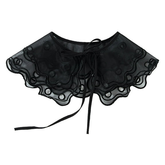 Yokua European Style Women Girls Chiffon Lace Fake False Collar Decorative Double Laye