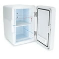 Personal Chiller LED Lighted Mini Fridge with Mirror Door Refrigerator, White, New