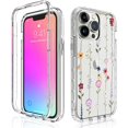 thumbnail image 1 of Compatible avec iPhone 13 Pro Max Étui (6.7 Pouces) Motif Fleur Clair Couverture Complète PC Dur + Silicone TPU 2 en 1 Étui Résistant aux Rayures pour Femmes Filles - Fleurs Sauvages, 1 of 7