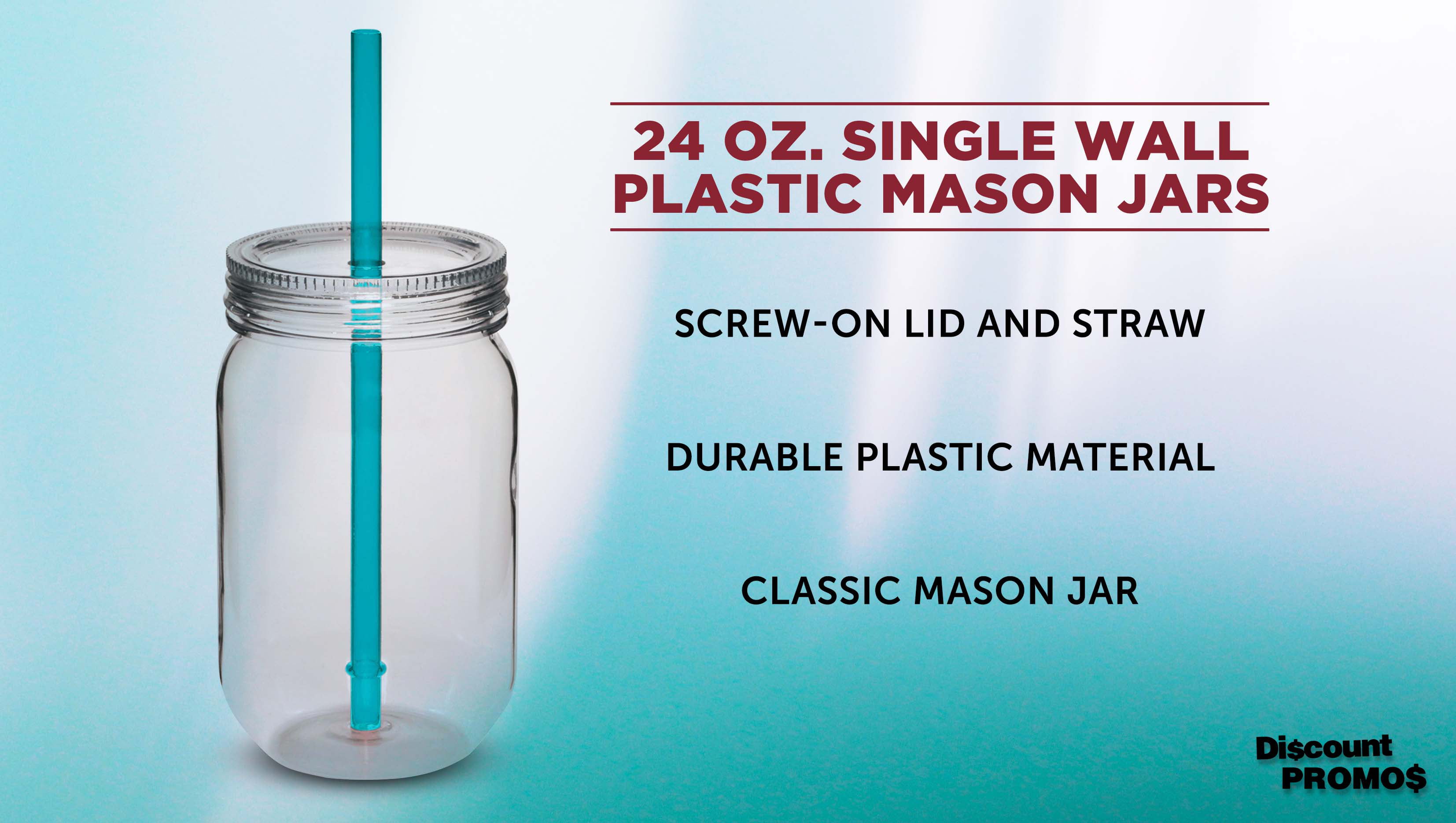 Straw Plastic Mason Jar 
