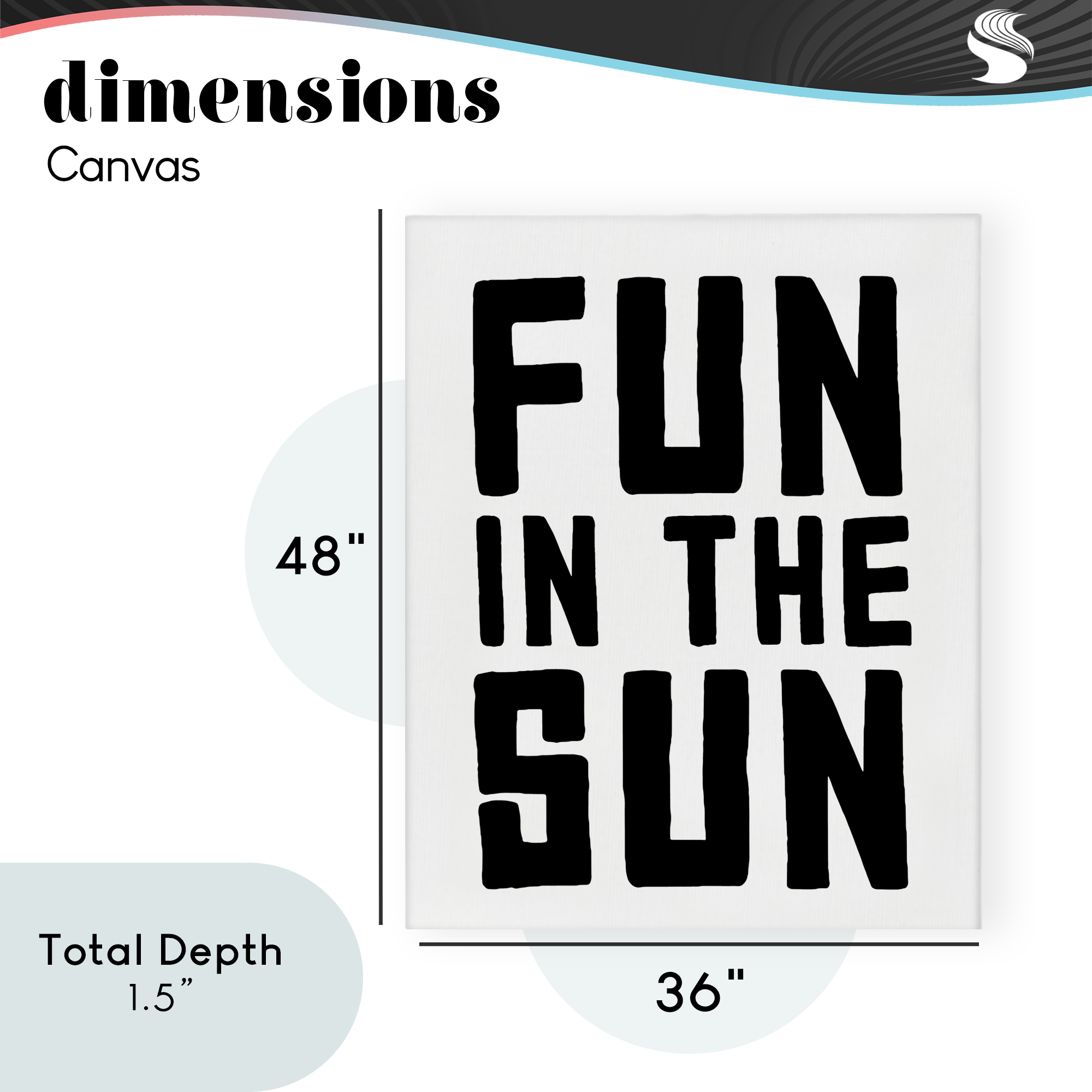 Fun In Sun Simple Sentiment Canvas Wall Art, design by Lettered and Lined