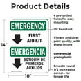thumbnail image 2 of (2 Pack) First Aid Kit Bilingual OSHA Emergency Sign 10 Inch X 14 Inch Plastic Sign, Weather Resistant, UV Protected for Workplace, Business, and Construction Site, Made in the USA, 2 of 8