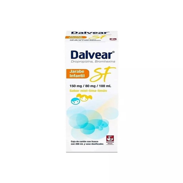 Dalvear SF Dropropizina 150 mg, Bromhexina 80 mg/100 ml adulto sabor miel lima limón 200 ml