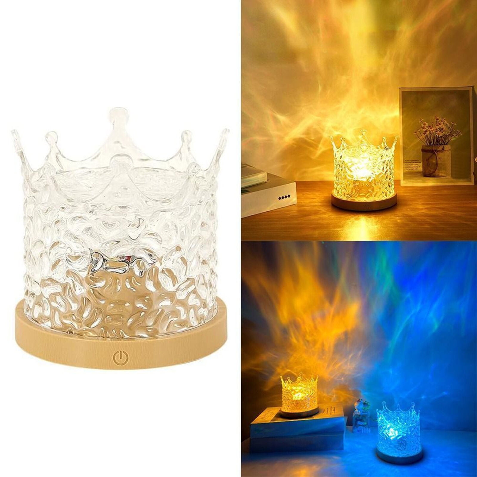 VIVIHEYDAY RGB LED Water Ripple Aurora Projector 16 Colors Changing Night Lights Rotating Crystal Table Lamp with Remote