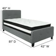 thumbnail image 4 of BizChair Twin Size Two Button Tufted Upholstered Platform Bed in Dark Gray Fabric with Mattress, 4 of 6