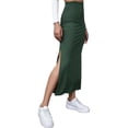 thumbnail image 3 of Sedceaty Women Half Dress, Solid Color Spring Fall Summer Street Casual Party Split Hem High Waist Skirt, 3 of 5