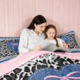 thumbnail image 4 of Erosebridal Leopard Satin Bow Ribbon Twin Comforter Sets for Girls, Cheetah Animal Print Lace Bedding Set, Pink Reversible 2 Pieces 1 Comforter and 1 Pillowcase, 4 of 6