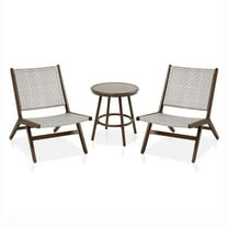 FOA Haft Aluminum Indoor and Outdoor 3-Piece Table and Chair Set in Gray