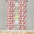 thumbnail image 2 of Ambesonne Cherry Curtains, Smiling Berry Characters, Pair of 28"x95", Dark Coral and Jade Green, 2 of 4