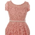 thumbnail image 2 of Little Girls Cap Sleeve Glitter Lace Pearl Holiday Junior Bridesmaid Flower Girl Dress USA Rose 4 (2J1K0S2), 2 of 3
