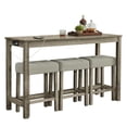 thumbnail image 3 of GZXS 4-Piece Counter Height Kitchen Dining Set with Charging Station, 59" Long Bar Table and Stools Set with USB/Type-C & Power Outlets, Solid Wood Frame Pub Set for Small Space, Brown, 3 of 10
