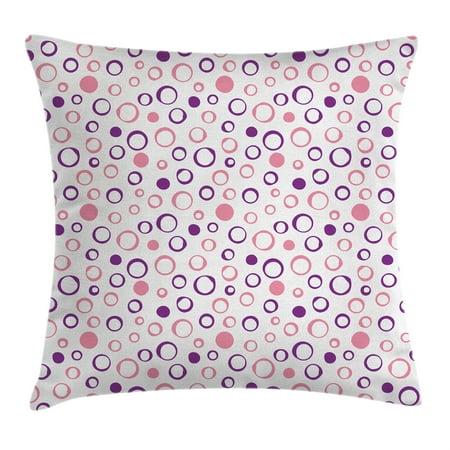 Tone Geometric Circles - Geometric Circle Decor Throw Pillow Cushion Cover, Pastel Toned Feminine Circular Figure Spherical Dots Spread Artwork, Decorative Square Accent Pillow Case, 18 X 18 Inches, Pink Violet, by Ambesonne