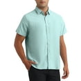 thumbnail image 4 of INSPIRE CHIC Men's Solid Dress Shirts Short Sleeve Cotton Regular Fit Button Down Formal Oxford Shirt L Green, 4 of 4