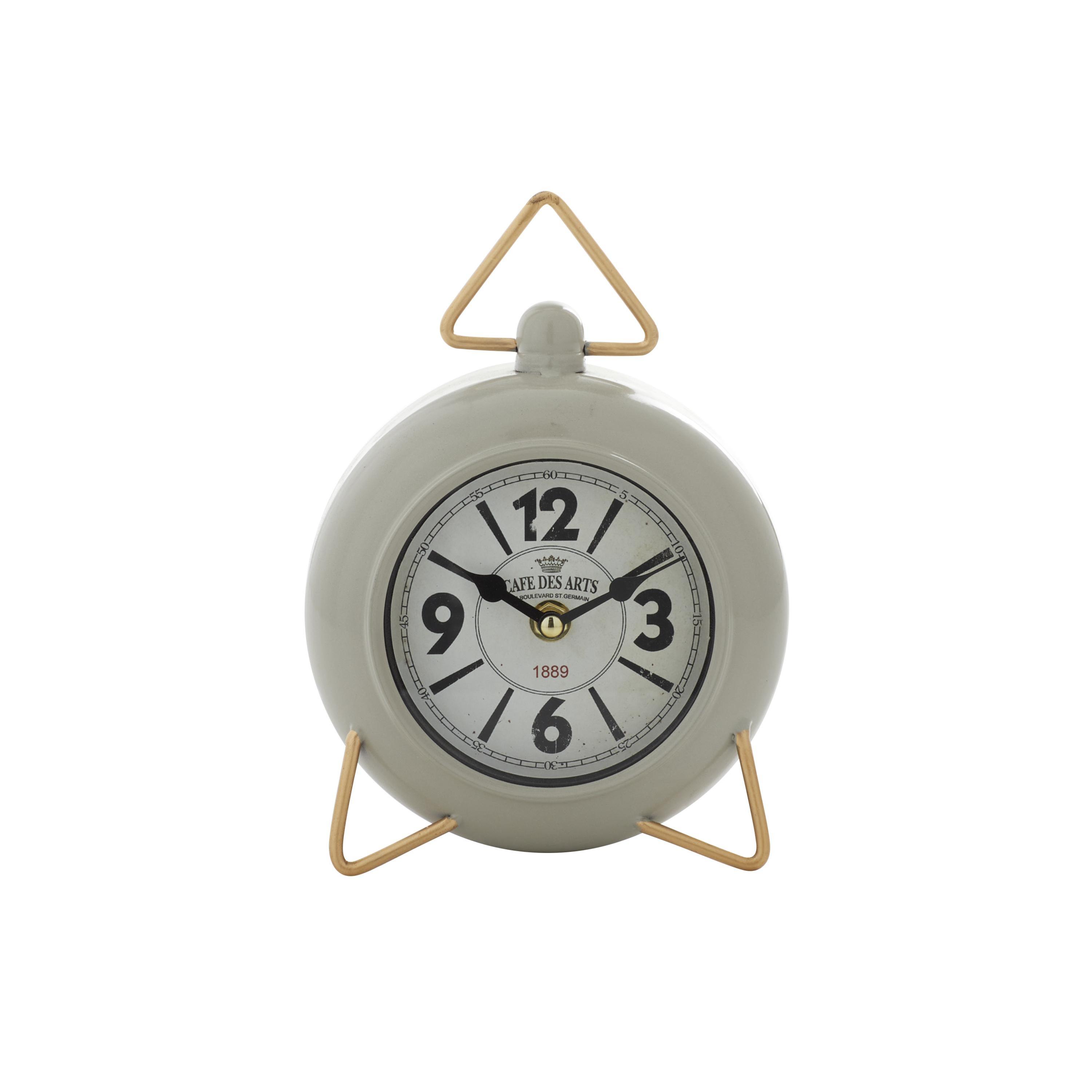 DecMode 9" Gray Metal Clock with Gold Accents