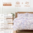 thumbnail image 6 of 3 Piece Purple Flowers Duvet Cover Set Queen Size,Microfiber Comforter/Quilt Cover with Corner Ties and 2 Pillowcases,Romantic Botanical Floral Plants Leaves All Season Bedding with Zipper Closure, 6 of 8