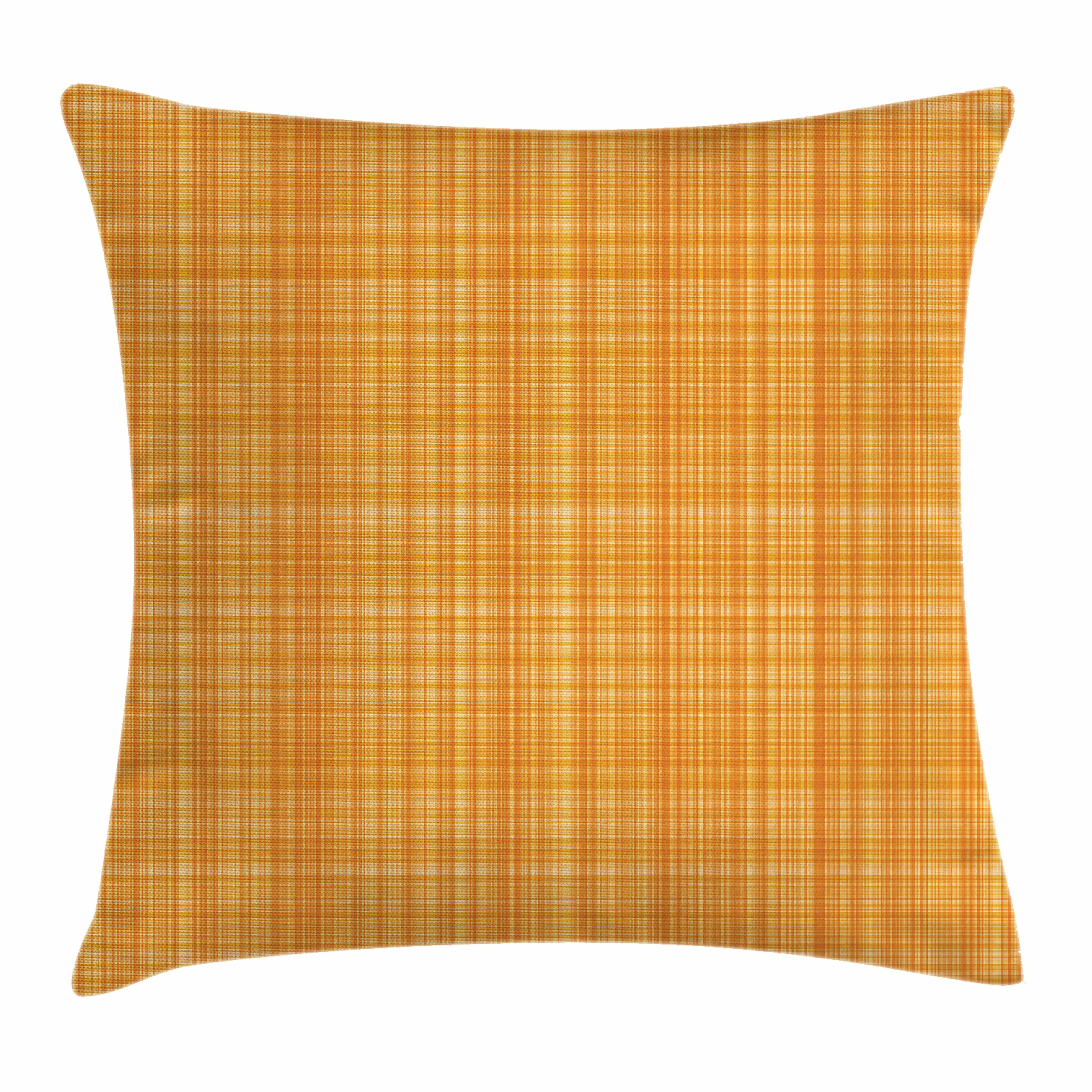 Orange Throw Pillow Cushion Cover, Striped Fiber Texture Image Abstract ...