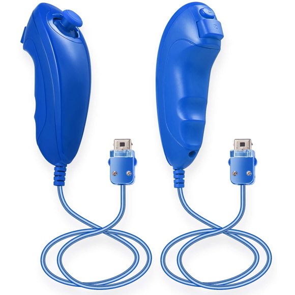 Wii Nunchuck Controllers,2 Packs Nunchuck Controllers for Wii U Replacement for WII U Video Game(Blue)