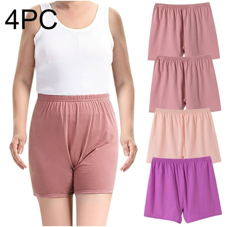 GERsome 4 Pack Womens Underwear Cotton Boxer Shorts Briefs Anti Chafing Shorts Breathable High-Waisted Underwear for Middle-Aged L-6XL