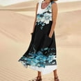 thumbnail image 2 of Femmes Robe Mignonne Robes Courtes Femmes Été Sans Manches Décontractée Robe Colorée Imprimé Poche Plage Vacances Robe Adulte Vêtements Féminins Ciel Bleu Taille L, 2 of 6