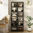 thumbnail image 4 of Narrow Bookshelf Tall Skinny Bookcase 6 Tier Storage Rack Rustic Corner Shelf Metal Frame Small Freestanding Bookshelves Industrial Display Stand for Bedroom, Living Room, Home Office, 4 of 9