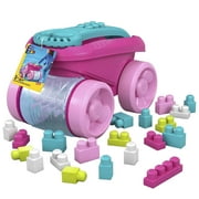MEGA BLOKS Fisher-Price Pink Block Scooping Wagon Building Toy (21 Pieces) for Toddler, Plastic